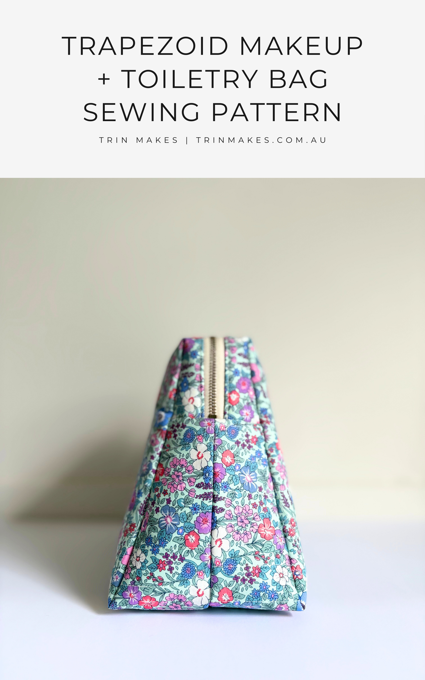 Quilted Makeup + Toiletry Bag | Digital Sewing Pattern | Unique Trapezoid Shape